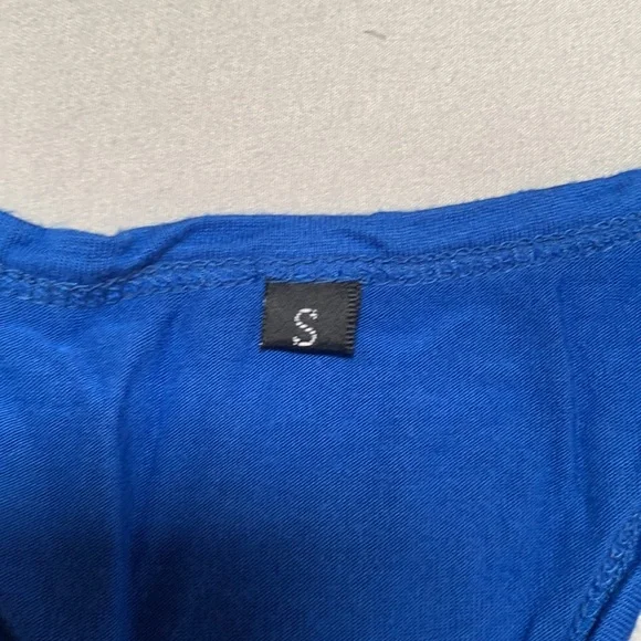 Blue Draped Back Workout Tank - Picture 2 of 2